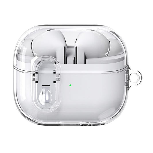 For Samsung Galaxy Buds3 / Buds3 Pro Pressing Buckle Earphone Protective Case Clear TPU+PC Cover - Transparent