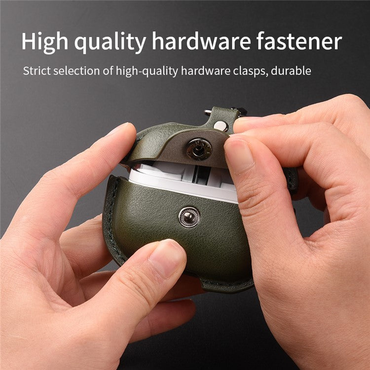 For Samsung Galaxy Buds3 Protective Case Leather+PC Earphone Cover - Brown