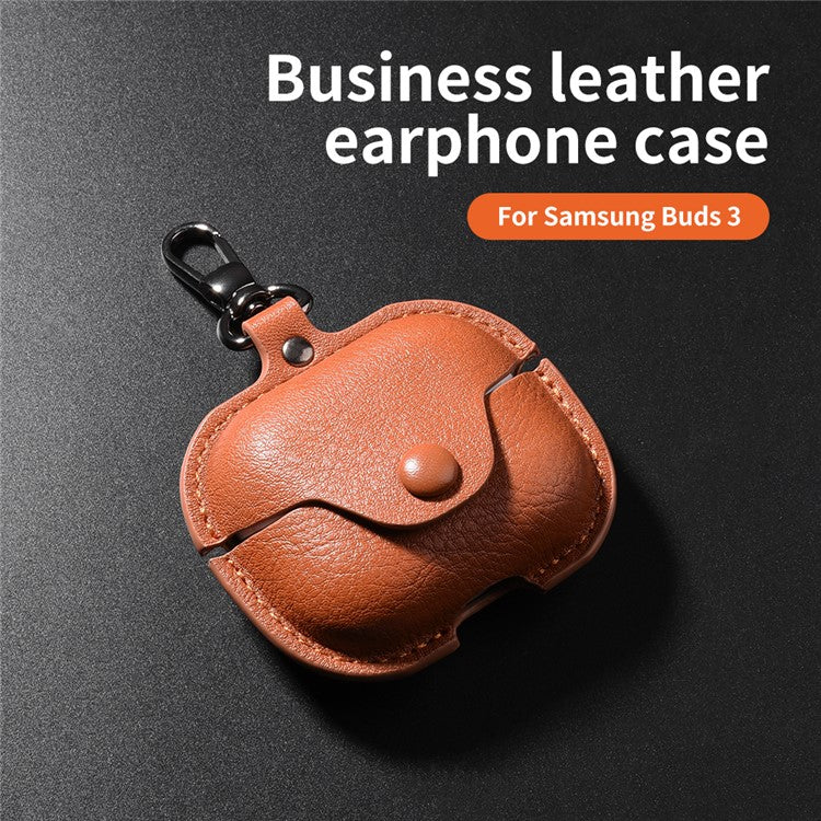 For Samsung Galaxy Buds3 Protective Case Leather+PC Earphone Cover - Green