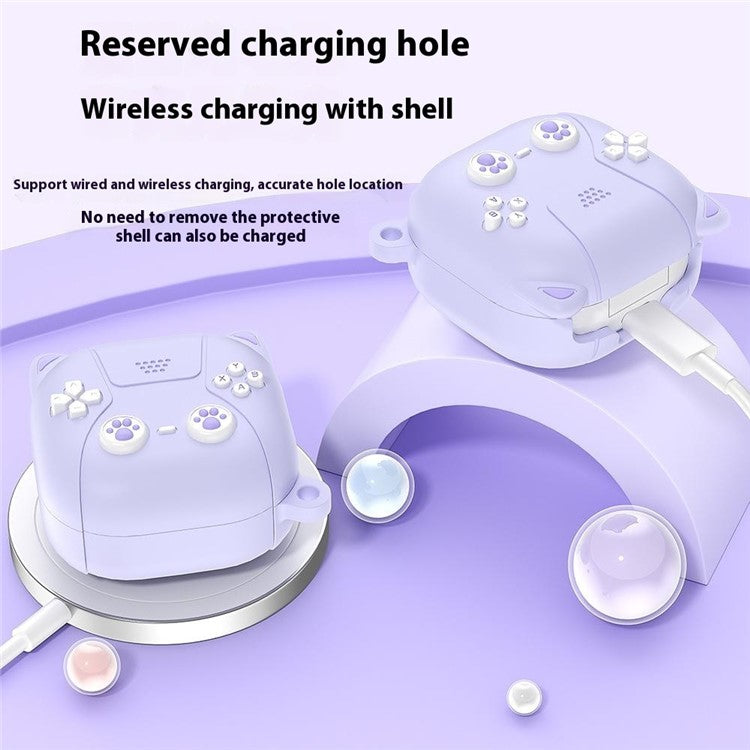 For Samsung Galaxy Buds Live / Buds Pro / Buds2 / Buds2 Pro / Buds FE Case Cute Cat Liquid Silicone Earphone Cover - Light Purple