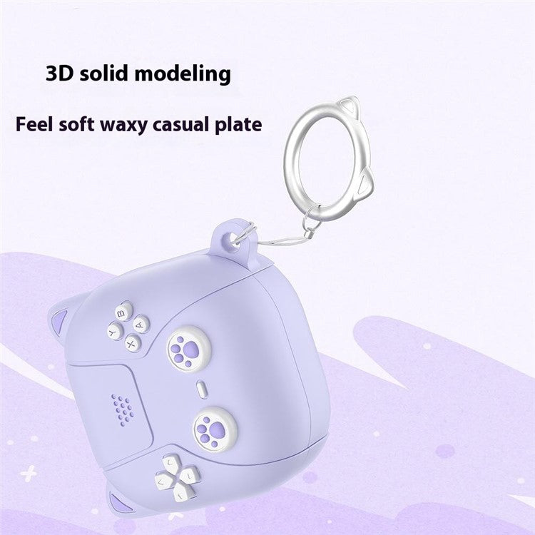 For Samsung Galaxy Buds Live / Buds Pro / Buds2 / Buds2 Pro / Buds FE Case Cute Cat Liquid Silicone Earphone Cover - Dark Grey