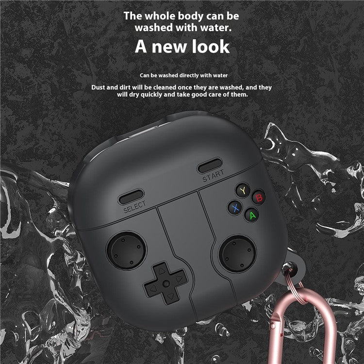 For Samsung Galaxy Buds Live / Buds Pro / Buds2 / Buds2 Pro / Buds FE Case Game Console Shape Earphones Silicone Shell with Carabiner - Pink