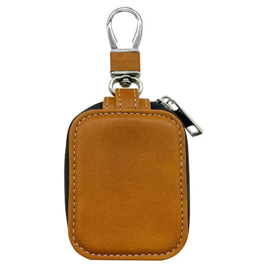 For Apple Series Earbud Storage Case Vertica PU Leather Skin-touch Earphones Carrying Bag, Size: L - Brown