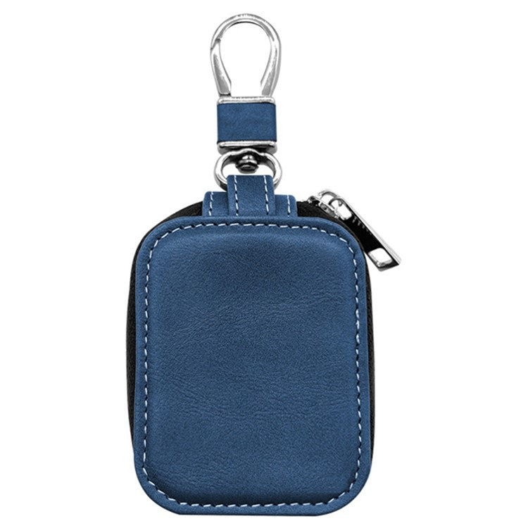 For Apple Series Earbud Storage Case Vertica PU Leather Skin-touch Earphones Carrying Bag, Size: S - Blue
