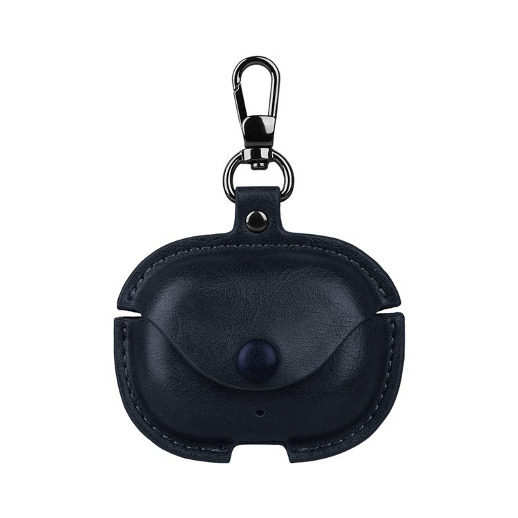 For Realme Buds T300 Charging Case Cover Leather+PC Earbuds Protective Case - Blue