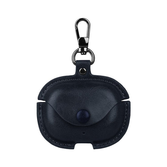 For Realme Buds T300 Charging Case Cover Leather+PC Earbuds Protective Case - Blue