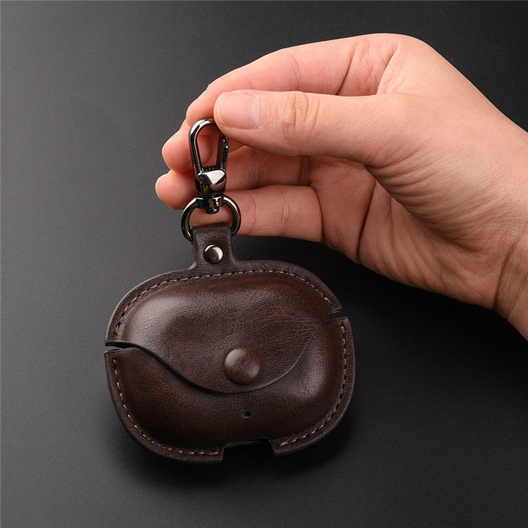 For Realme Buds T300 Charging Case Cover Leather+PC Earbuds Protective Case - Blue