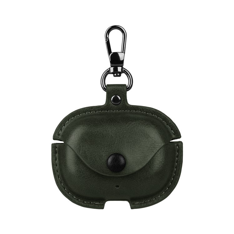 For Realme Buds T300 Charging Case Cover Leather+PC Earbuds Protective Case - Green