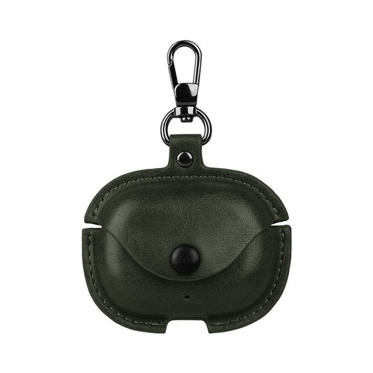 For Realme Buds T300 Charging Case Cover Leather+PC Earbuds Protective Case - Green