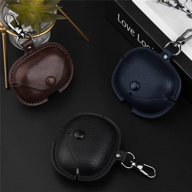 For Realme Buds T300 Charging Case Cover Leather+PC Earbuds Protective Case - Brown