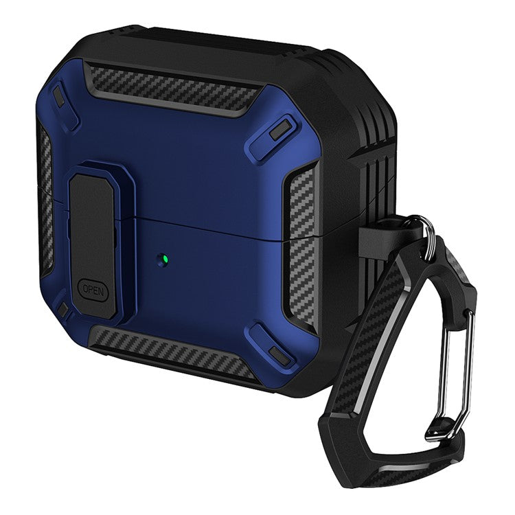 For Samsung Galaxy Buds3  /  Galaxy Buds3 Pro TPU + PC Earphone Protective Case Earbud Charging Box Drop-proof Cover with Carabiner - Blue