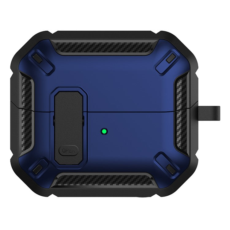 For Samsung Galaxy Buds3  /  Galaxy Buds3 Pro TPU + PC Earphone Protective Case Earbud Charging Box Drop-proof Cover with Carabiner - Blue