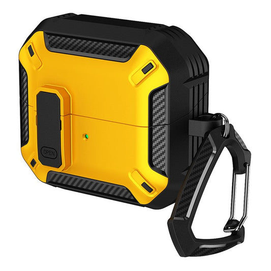 For Samsung Galaxy Buds3  /  Galaxy Buds3 Pro TPU + PC Earphone Protective Case Earbud Charging Box Drop-proof Cover with Carabiner - Yellow