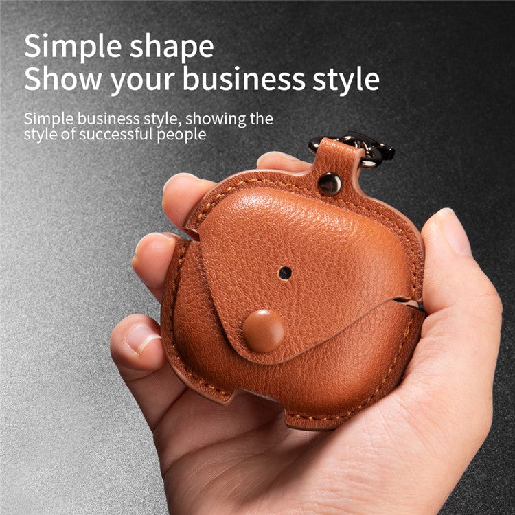 For AirPods 4 Charging Case Cover PU Leather+PC Earbuds Protective Case - Black
