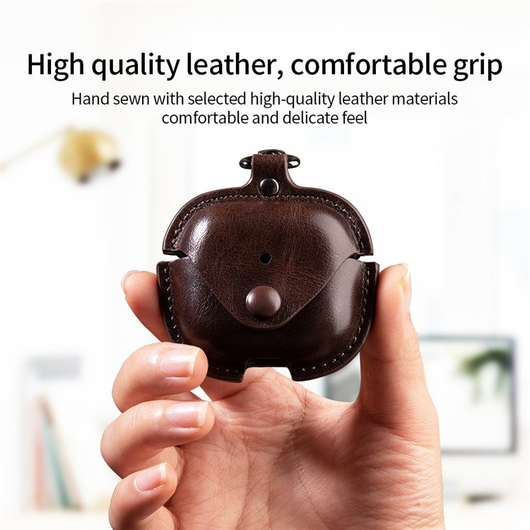 For AirPods 4 Charging Case Cover PU Leather+PC Earbuds Protective Case - Black