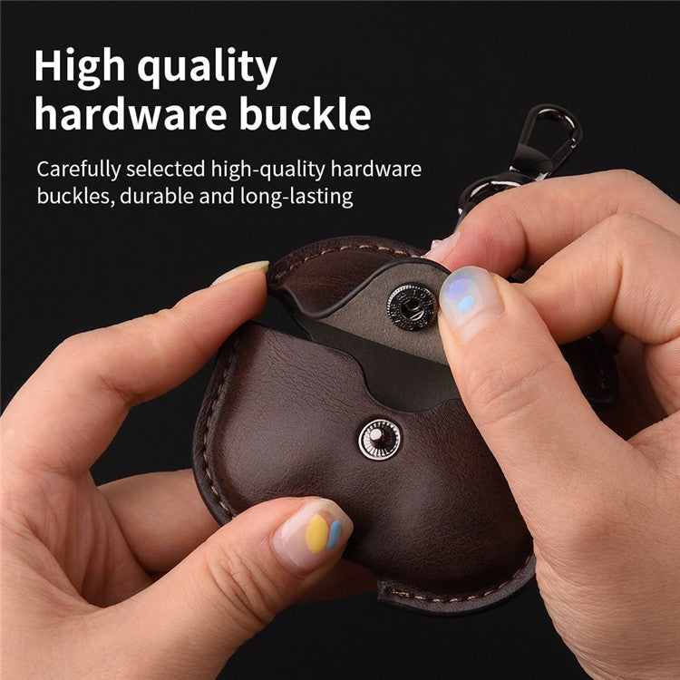 For AirPods 4 Charging Case Cover PU Leather+PC Earbuds Protective Case - Black