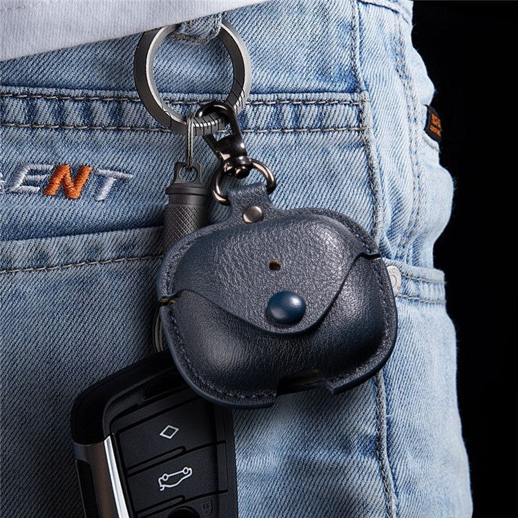 For AirPods 4 Charging Case Cover PU Leather+PC Earbuds Protective Case - Red