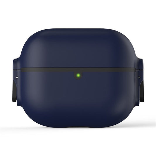 For Apple AirPods 3 Case Secure Dual-Lock Protective Silicone Cover with Carabiner - Navy Blue