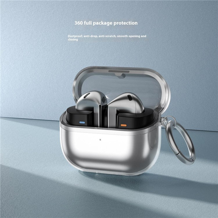 For Samsung Galaxy Buds3 / Buds3 Pro Case TPU Wireless Earphone Cover with Carabiner - Transparent Purple