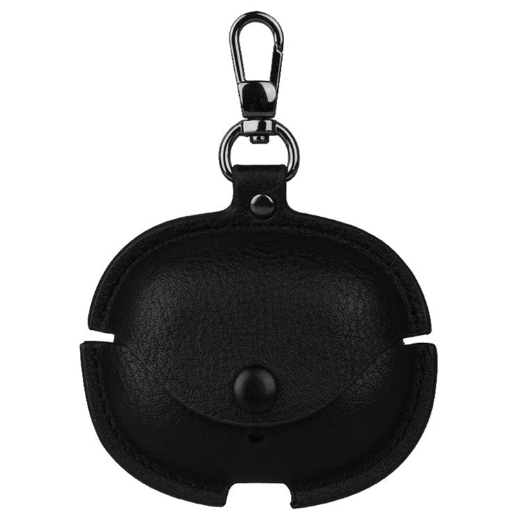 For Realme Buds Air 5 Pro Charging Case Cover Leather+PC Earbuds Protective Case - Black