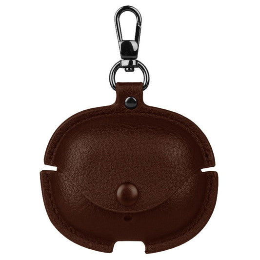 For Realme Buds Air 5 Pro Charging Case Cover Leather+PC Earbuds Protective Case - Dark Brown