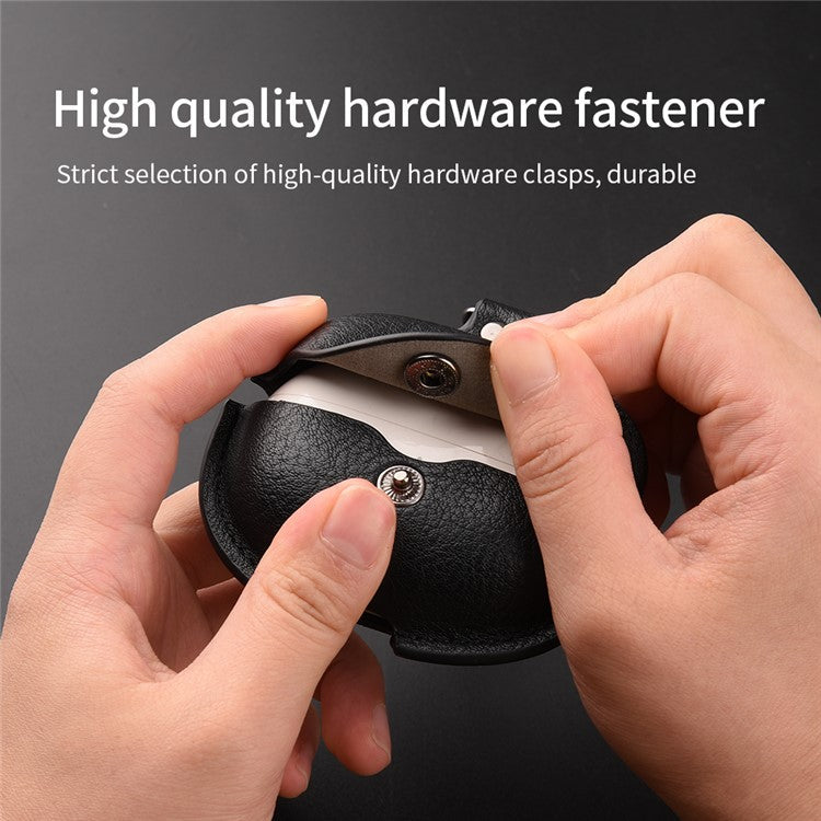 For Realme Buds Air 5 Pro Charging Case Cover Leather+PC Earbuds Protective Case - Brown