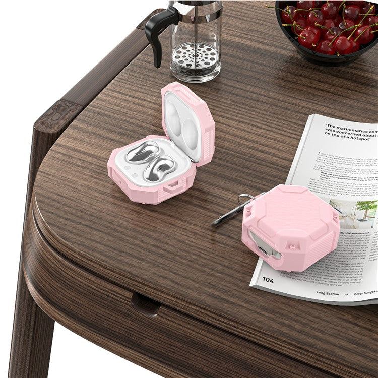 For Samsung Galaxy Buds Live / Buds Pro / Buds2 Case Bluetooth Earbuds TPU Cover with Hook - Pink