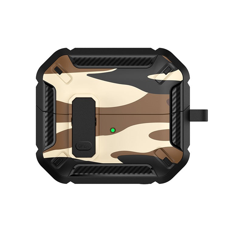 For Samsung Galaxy Buds3  /  Galaxy Buds3 Pro TPU + PC Earphone Protective Case Camouflage Earbud Charging Box with Carabiner - Brown
