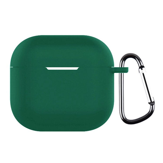 For AirPods 4 Silicone Case Soft Wireless Earbud Organizer Cover Thickness 2.5mm with Carabiner - Green