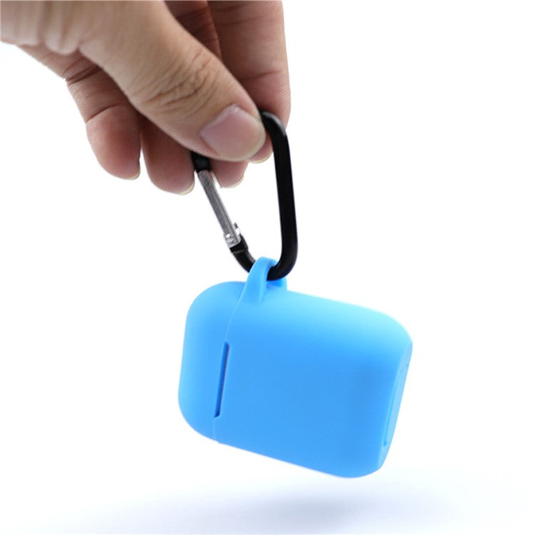For Apple AirPods 4 Silicone Case Bluetooth Earphones Protective Sleeve with Hook - Blue