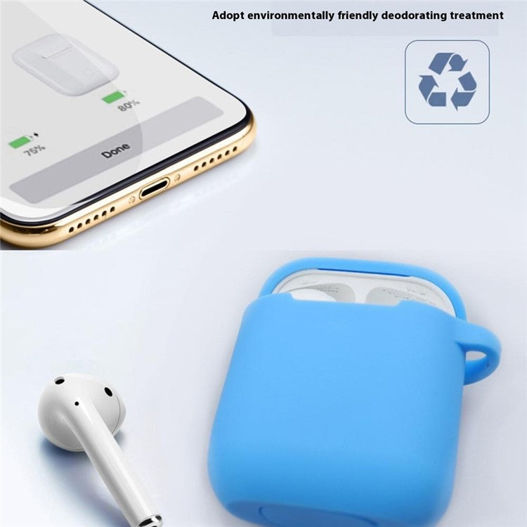 For Apple AirPods 4 Silicone Case Bluetooth Earphones Protective Sleeve with Hook - Grey