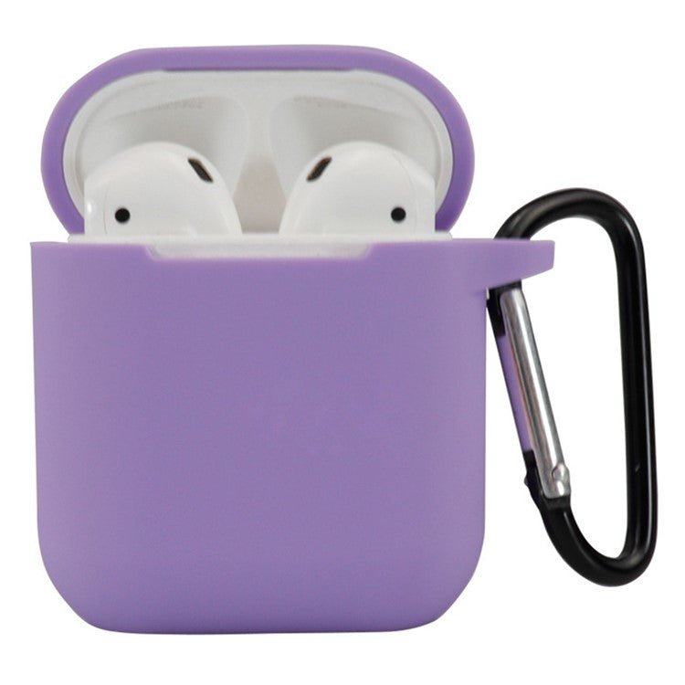 For Apple AirPods 4 Silicone Case Bluetooth Earphones Protective Sleeve with Hook - Dark Purple