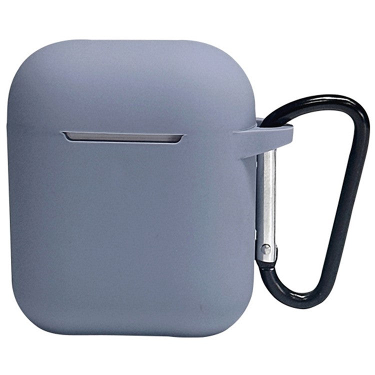 For Apple AirPods 4 Silicone Case Bluetooth Earphones Protective Sleeve with Hook - Grey Blue
