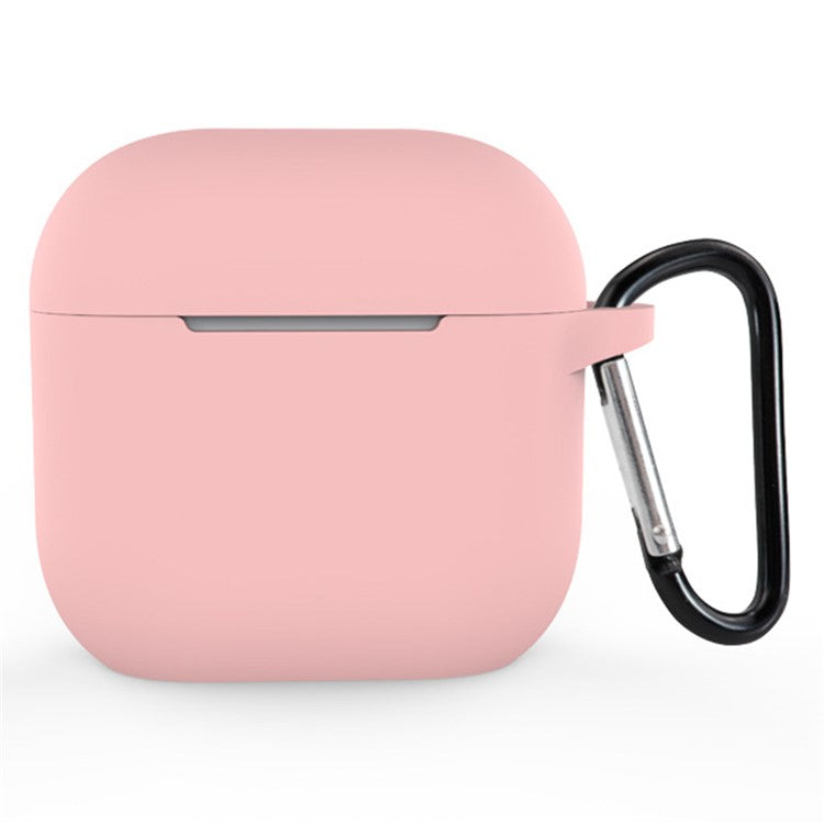For Apple AirPods 4 Silicone Case Bluetooth Earphones Integrate Protective Sleeve with Hook - Pink