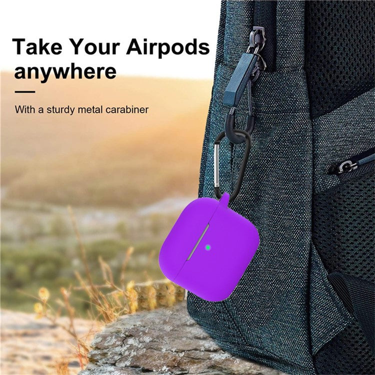 For Apple AirPods 4 Silicone Case Bluetooth Earphones Integrate Protective Sleeve with Hook - Pink