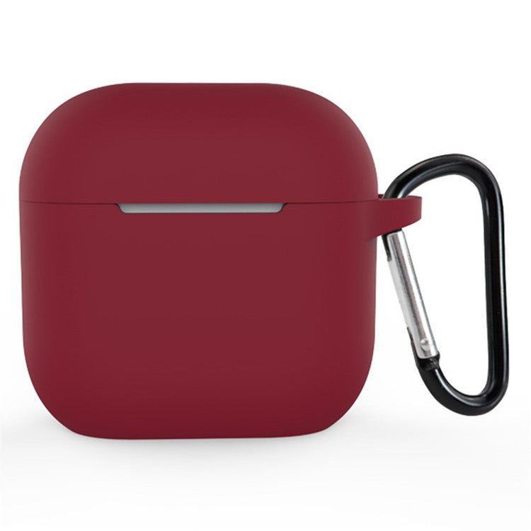For Apple AirPods 4 Silicone Case Bluetooth Earphones Integrate Protective Sleeve with Hook - Wine Red