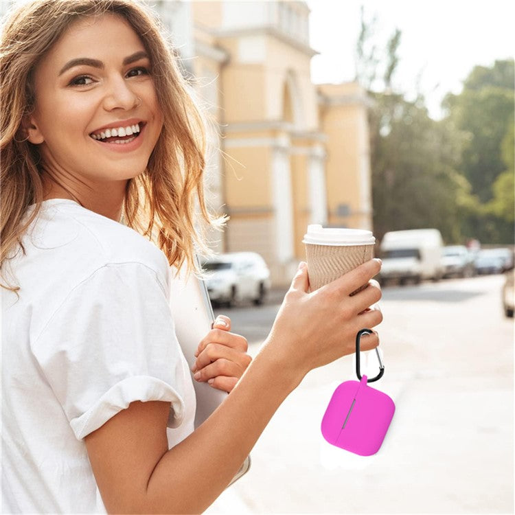 For Apple AirPods 4 Silicone Case Bluetooth Earphones Integrate Protective Sleeve with Hook - Wine Red