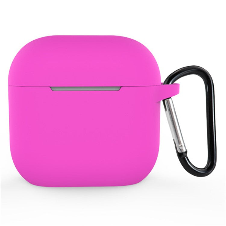 For Apple AirPods 4 Silicone Case Bluetooth Earphones Integrate Protective Sleeve with Hook - Rose