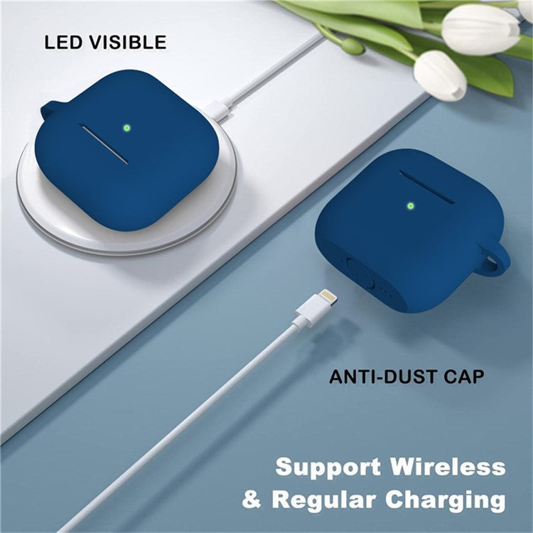 For Apple AirPods 4 Silicone Case Bluetooth Earphones Integrate Protective Sleeve with Hook - Matcha Green