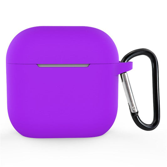 For Apple AirPods 4 Silicone Case Bluetooth Earphones Integrate Protective Sleeve with Hook - Purple