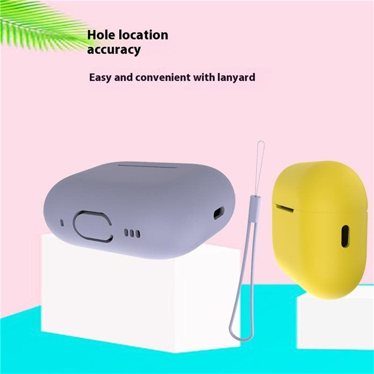 For AirPods Pro 2 Case Bluetooth Earphone Solid Color Silicone Cover with Lanyard - Mint Green