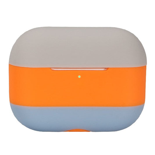 For AirPods Pro 2 Silicone Case Contrast Color Bluetooth Earphone Cover - Apricot+Orange+Denim Blue