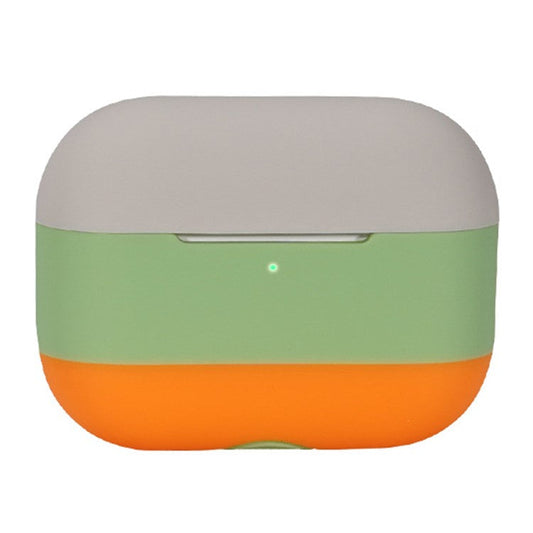 For AirPods Pro 2 Silicone Case Contrast Color Bluetooth Earphone Cover - Apricot+Matcha Green+Orange