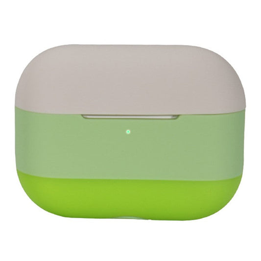 For AirPods Pro 2 Silicone Case Contrast Color Bluetooth Earphone Cover - Apricot+Matcha Green+Bright Green
