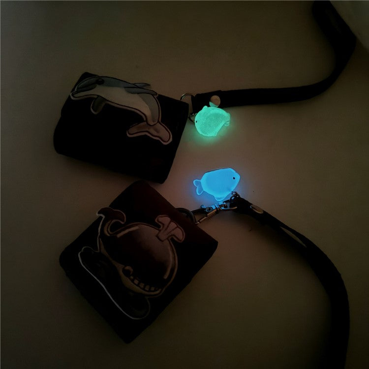 For Apple AirPods with Wireless Charging Case (2019) / AirPods with Charging Case (2019) / (2016) Earphone Bag with Luminous Pendant -Dolphin