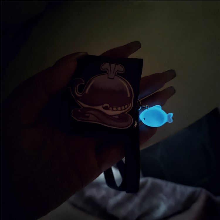 For AirPods 4 / 3 / Pro 2 / Pro Case Cartoon Denim Earbud Storage Bag with Luminous Pendant - Dolphin