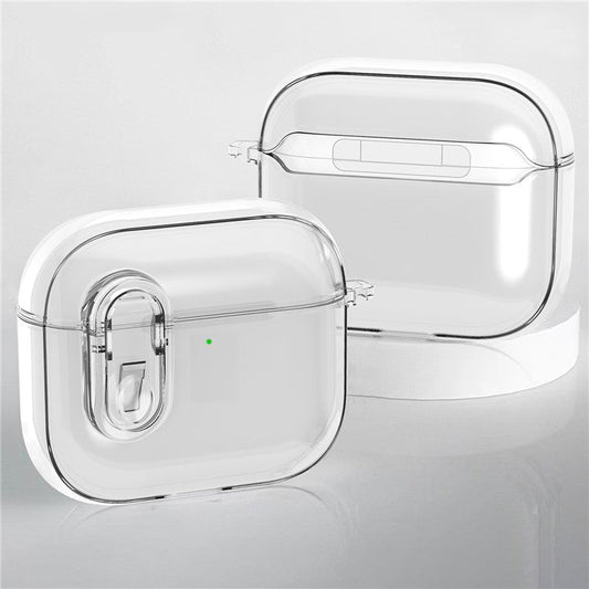 For Apple AirPods 4 Earphone Protective Case Snap Switch Ice Crystal Clear TPU+PC Cover - Transparent