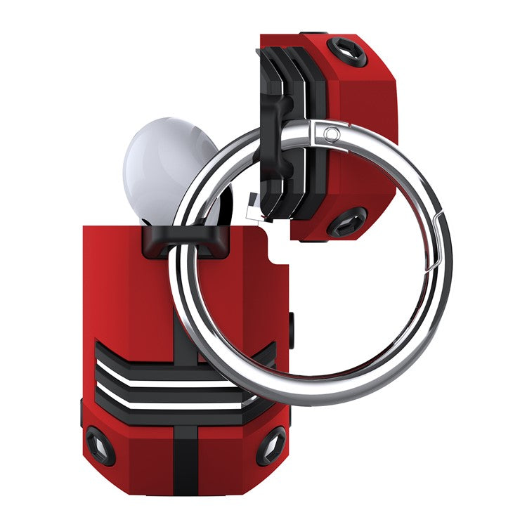 For AirPods 4 Hard PC + TPU Skin Cover Shockproof Scratch Resistant Earphone Case with Carabiner - Silver