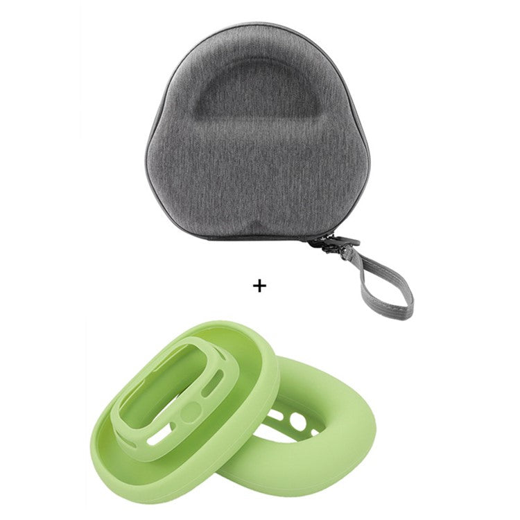 For AirPods Max 2024 (USB-C) / Max EVA Storage Bag Headphone Carrying Case with 1 Pair Earpad Silicone Case - Matcha Green