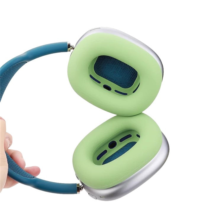 For AirPods Max 2024 (USB-C) / Max EVA Storage Bag Headphone Carrying Case with 1 Pair Earpad Silicone Case - Matcha Green